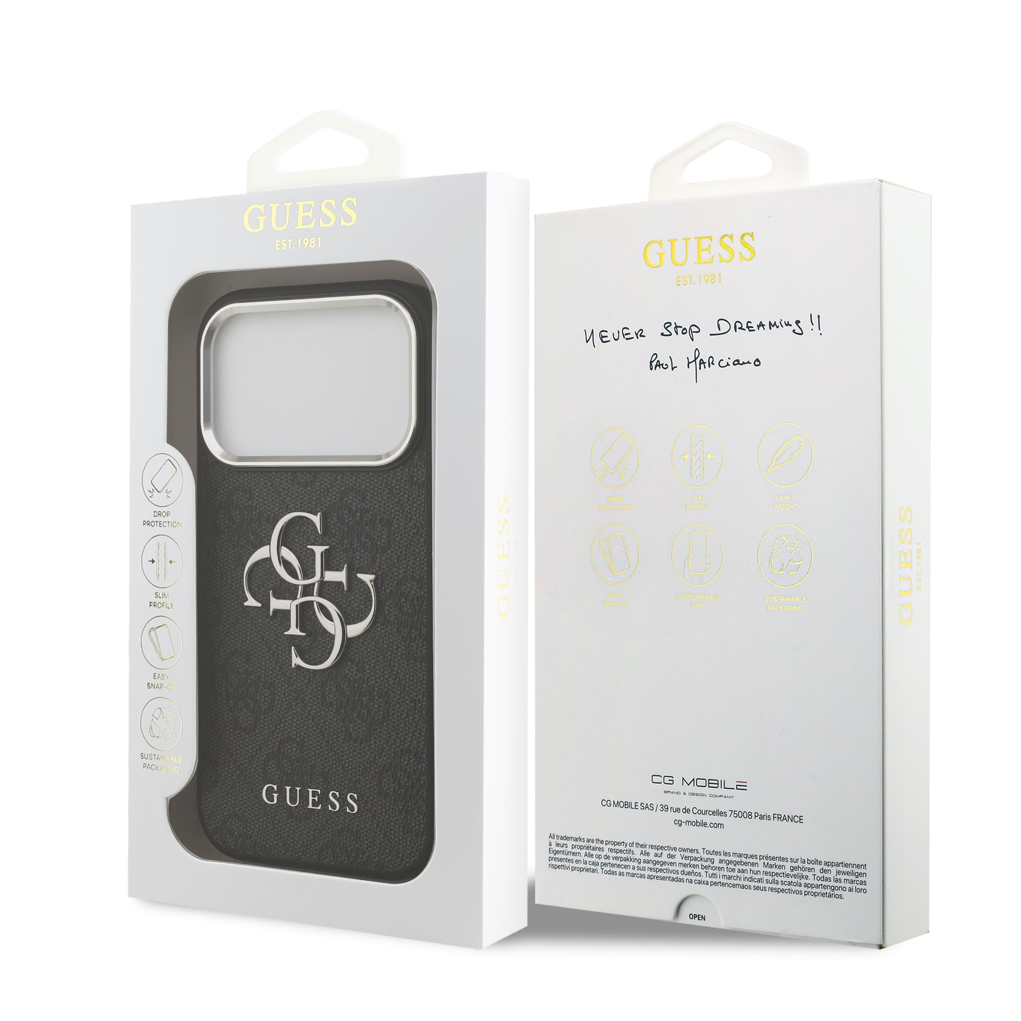 GUESS GUHCP17LP4G4SMCK HardCase 4G PU W/ Big 4G Classic Logo SL Black iPhone 17 Pro