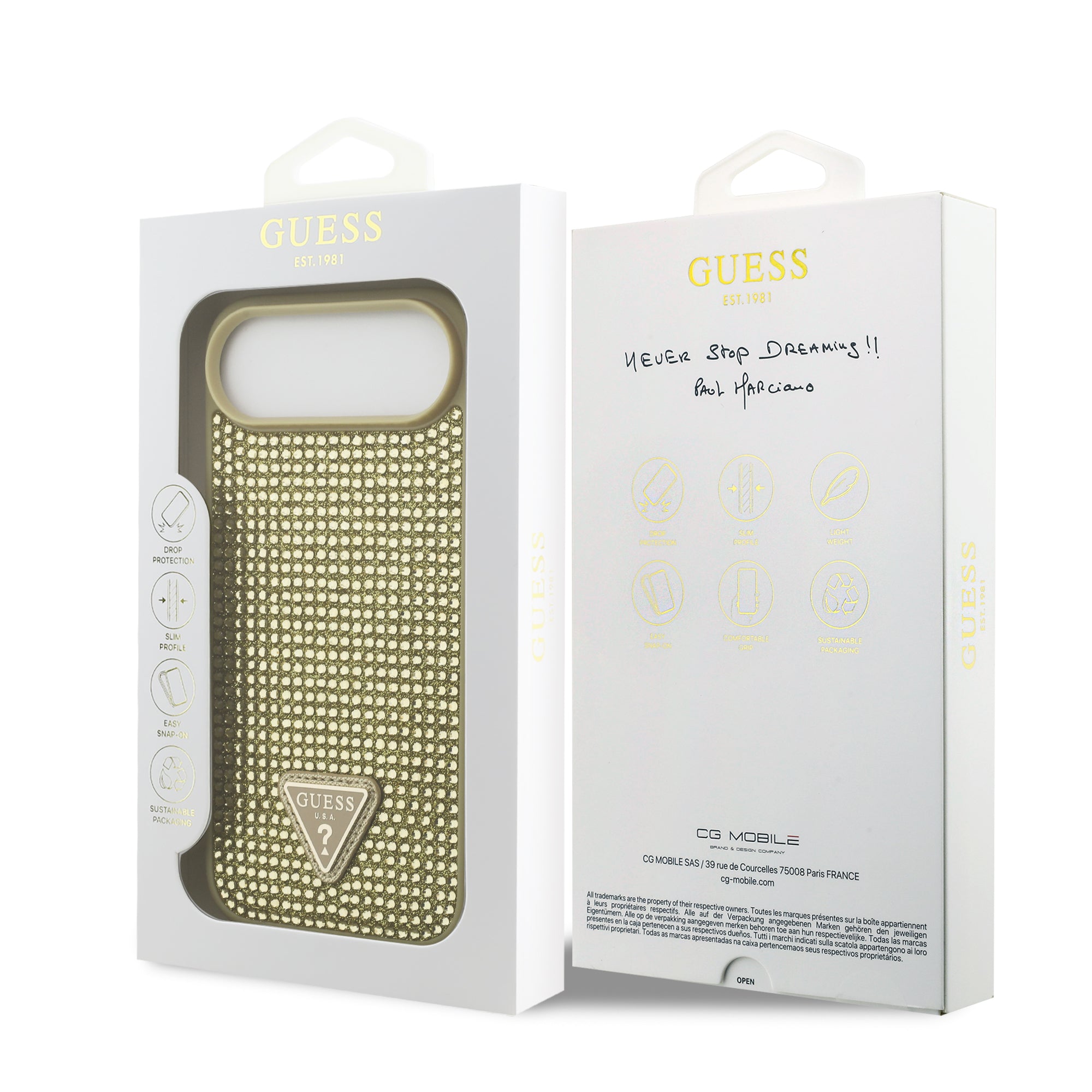 GUESS GUHCP17MHDGTPD HardCase Rhinestone Triangle Logo Gold iPhone 17 Air