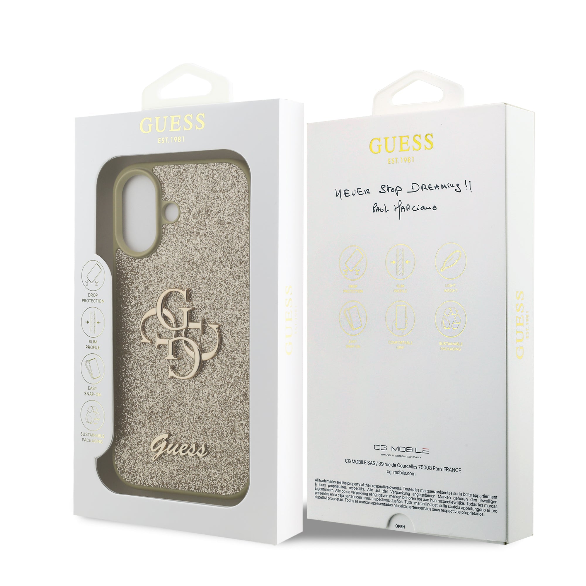 GUESS GUHCP17SHG4SGD HardCase Fixed Glitter Big 4G  Gold iPhone 17