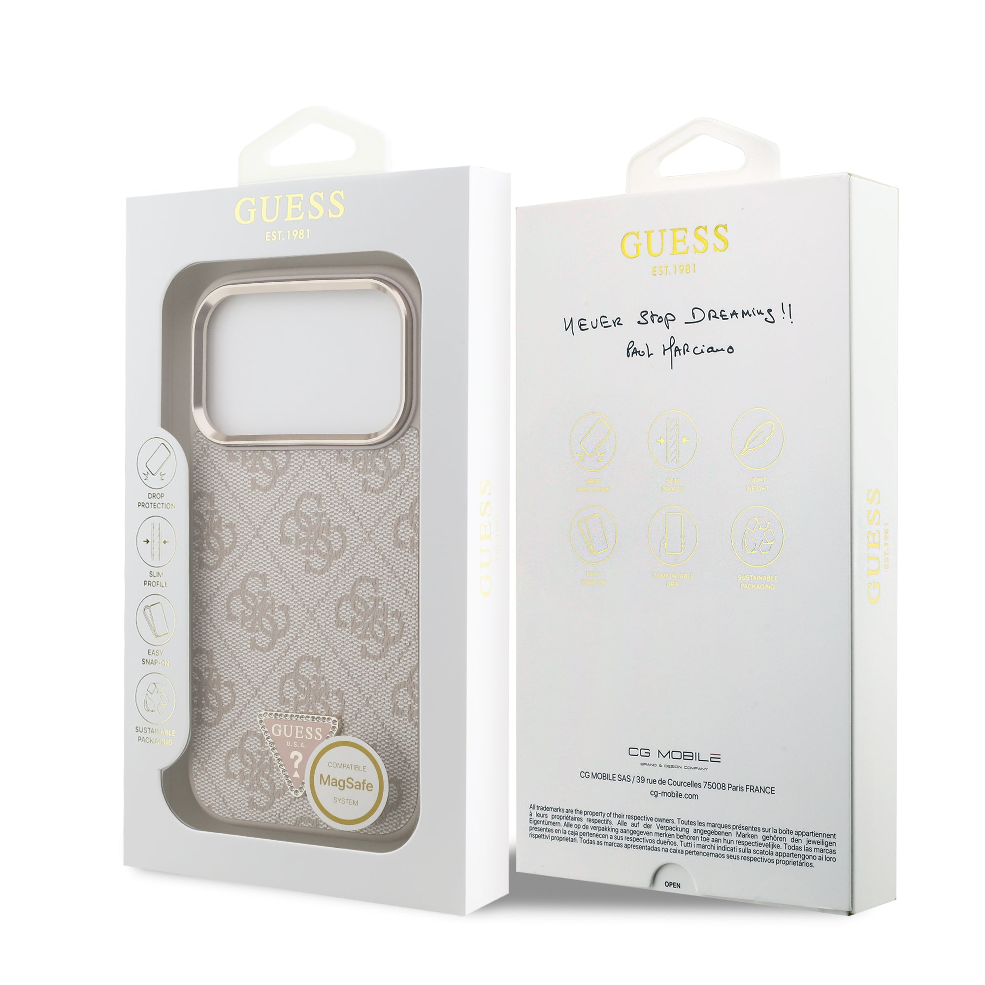 GUESS GUHMP17LP4GTDGMP HardCase MagSafe 4G PU W/ Triangle Logo GD Pink iPhone 17 Pro