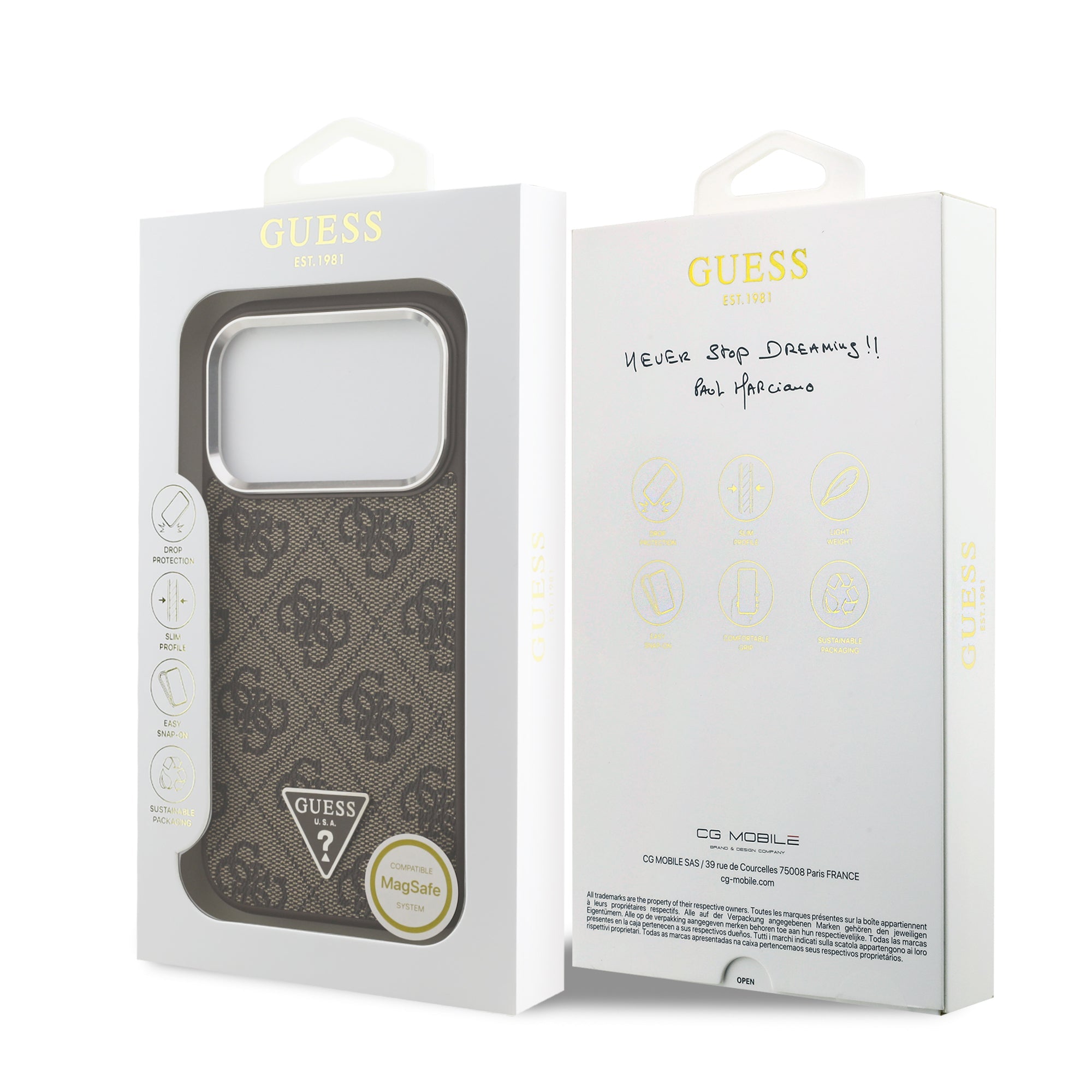 GUESS GUHMP17LP4TSRCMW HardCaseC MagSafe 4G PU W/ Triangle Logo SL Brown iPhone 17 Pro