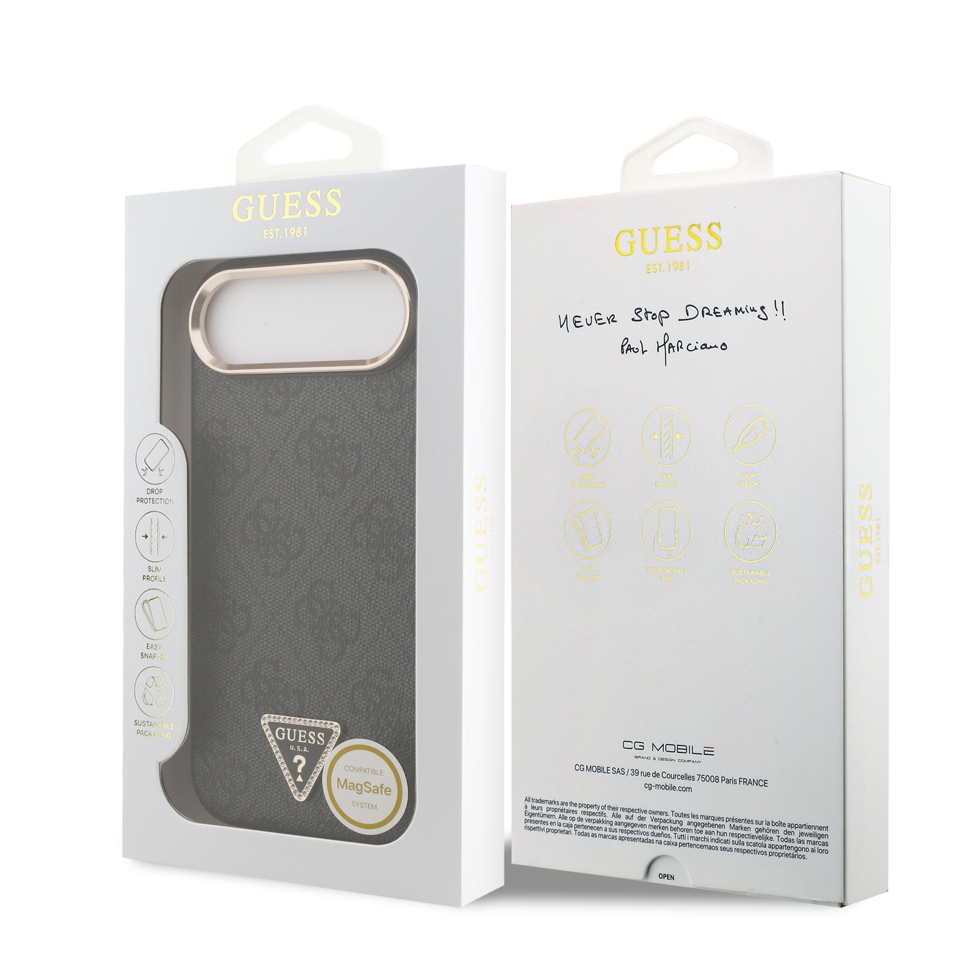 GUESS GUHMP17MP4GTDGMK HardCase MagSafe 4G PU W/ Triangle Logo GD Black iPhone 17 Air