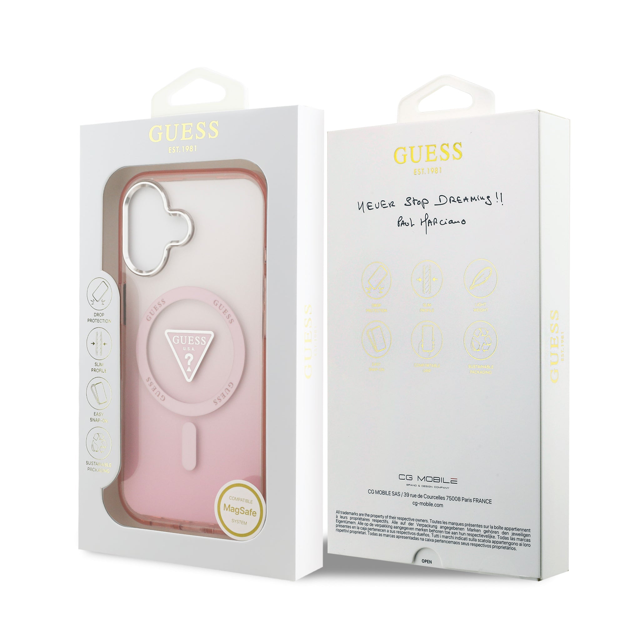 GUESS GUHMP17SHGTMLCGP HardCase MagSafe IML GRADIENT W/ Triangle Logo Pink iPhone 17