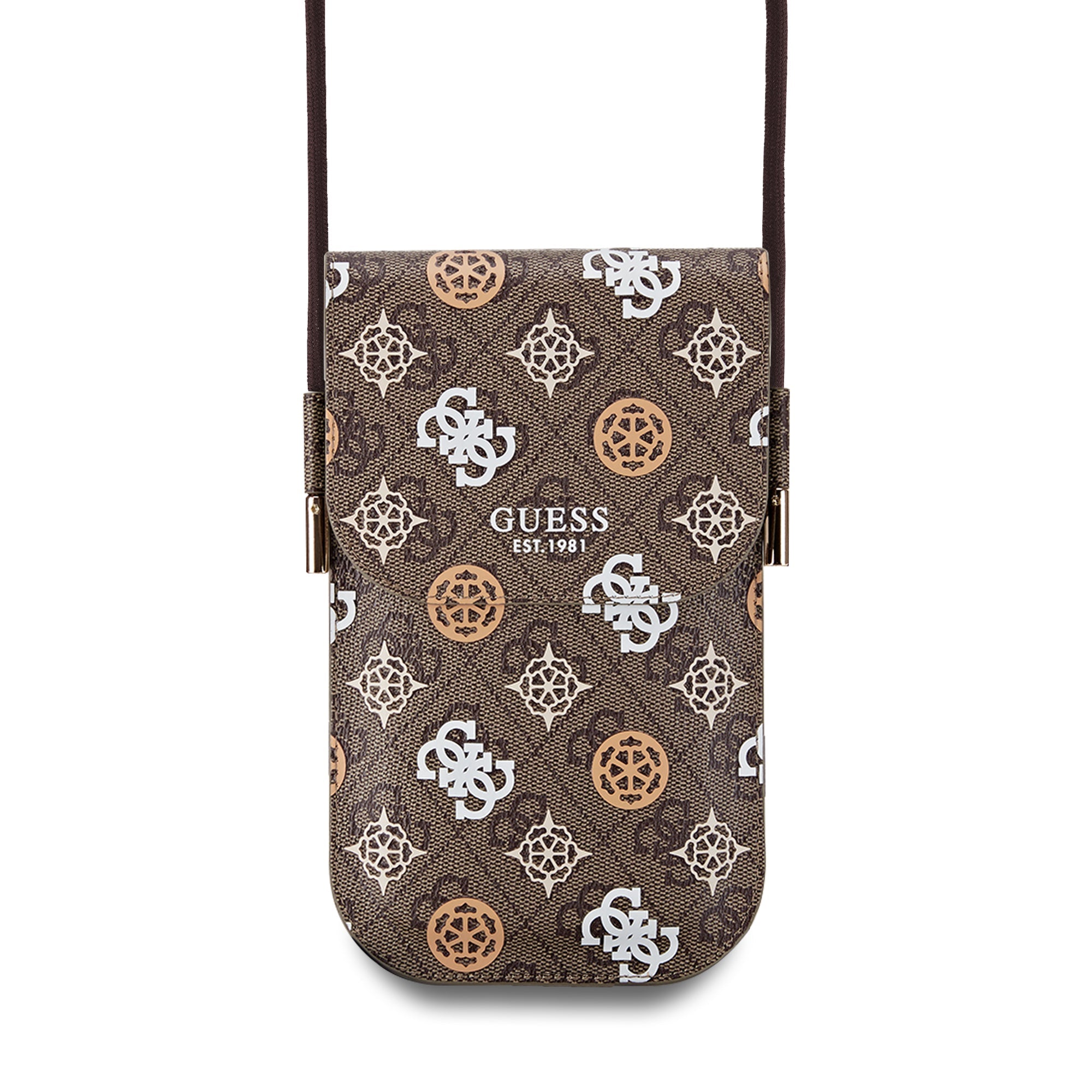 GUESS WALLET MULTICOLOR PRINT PEONY ON 4G W/CORD BROWN