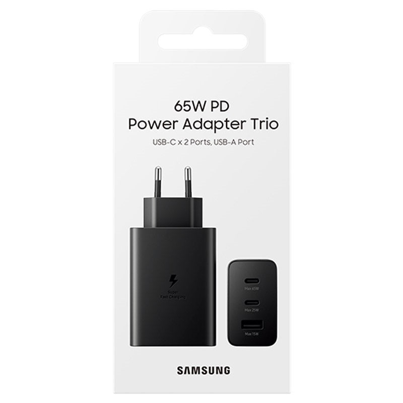 Charger for Samsung EP-T6530NB PD 65W 3w1 2xUSB-C 1xUSB-A Black