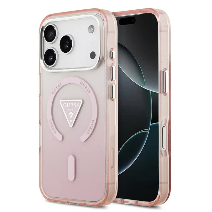GUESS GUHMP17LHGTMLCGP Hardcase MagSafe Pink IML Gradient Triangle Logo MagSafe for iPhone 17 Pro