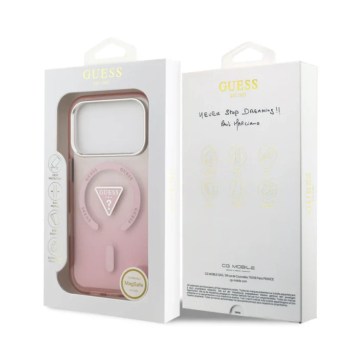 GUESS GUHMP17LHGTMLCGP Hardcase MagSafe Pink IML Gradient Triangle Logo MagSafe for iPhone 17 Pro