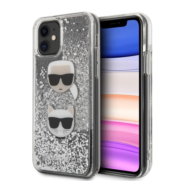 Karl Lagerfeld KLHCN61KCGLSL iPhone 11 / Xr hardcase srebrny/silver Glitter Karl&Choupette