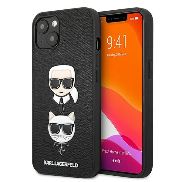 Karl Lagerfeld KLHCP13SSAKICKCBK iPhone 13 Mini Black Hardcase Saffiano Karl & Choupette