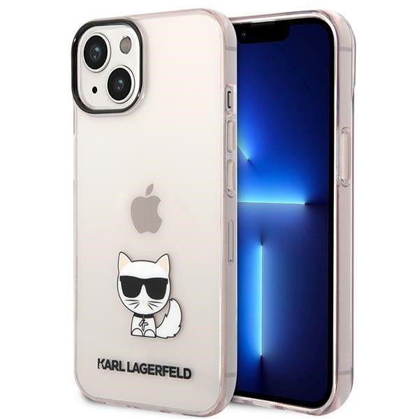 Karl Lagerfeld KLHCP14MCTTRI iPhone 14 Plus Hardcase Pink Transparent Choupette Body