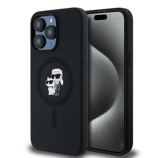 Karl Lagerfeld KLHMP15XSCMKCRHK iPhone 15 Pro Max black hardcase Silicone Karl & Choupette Ring MagSafe