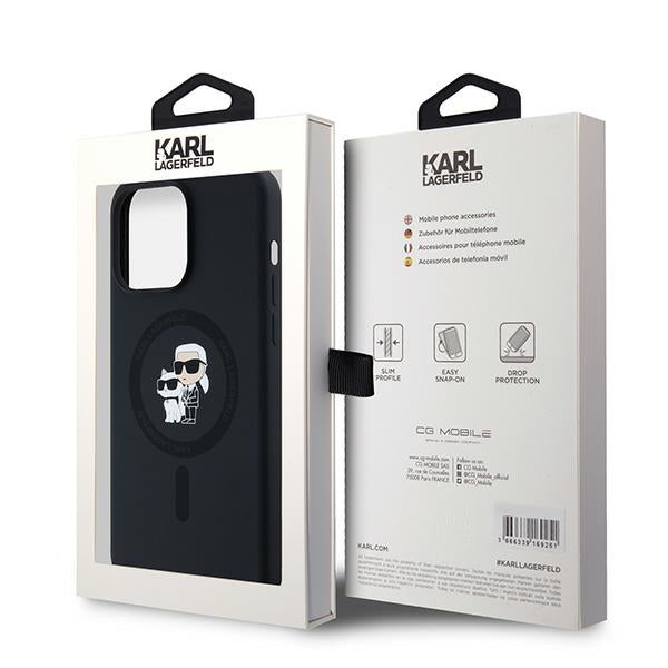 Karl Lagerfeld KLHMP15XSCMKCRHK iPhone 15 Pro Max black hardcase Silicone Karl & Choupette Ring MagSafe