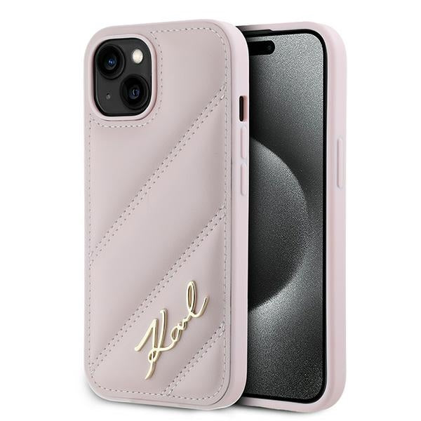 Karl Lagerfeld KLHCP14SPQDSMGP iPhone 14 / 15/11 Pink Hardcase Diagonal Stift Skript