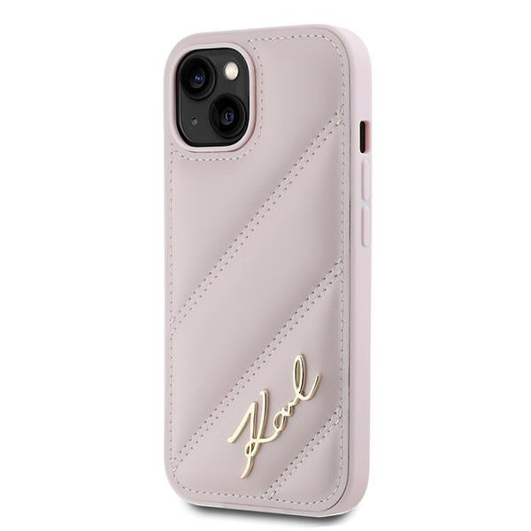 Karl Lagerfeld KLHCP14SPQDSMGP iPhone 14 / 15/11 Pink Hardcase Diagonal Stift Skript