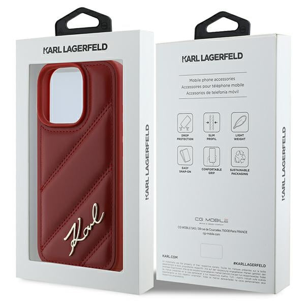 Karl Lagerfeld KLHCP16LPQDSMGR iPhone 16 Pro red hardcase Quilted Signature