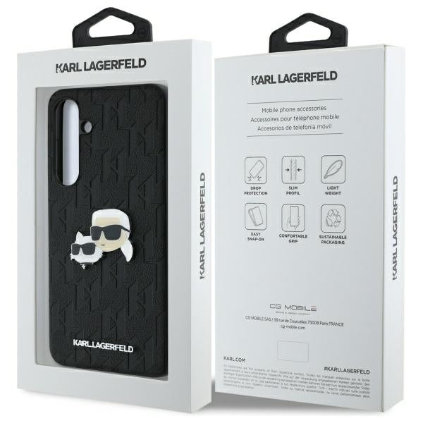 Karl Lagerfeld KLHCS24FEPGKLKCPK Sam S24 FE S721 black hardcase Monogram Karl&Chaoupette Head Pin