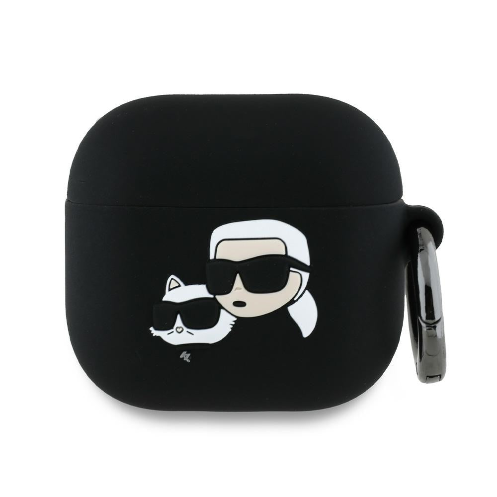 Karl Lagerfeld KLA4RUNKCHK AirPods 4 cover black Silicone Karl&Chaupette Head 3D