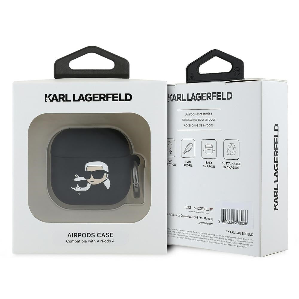 Karl Lagerfeld KLA4RUNKCHK AirPods 4 cover black Silicone Karl&Chaupette Head 3D