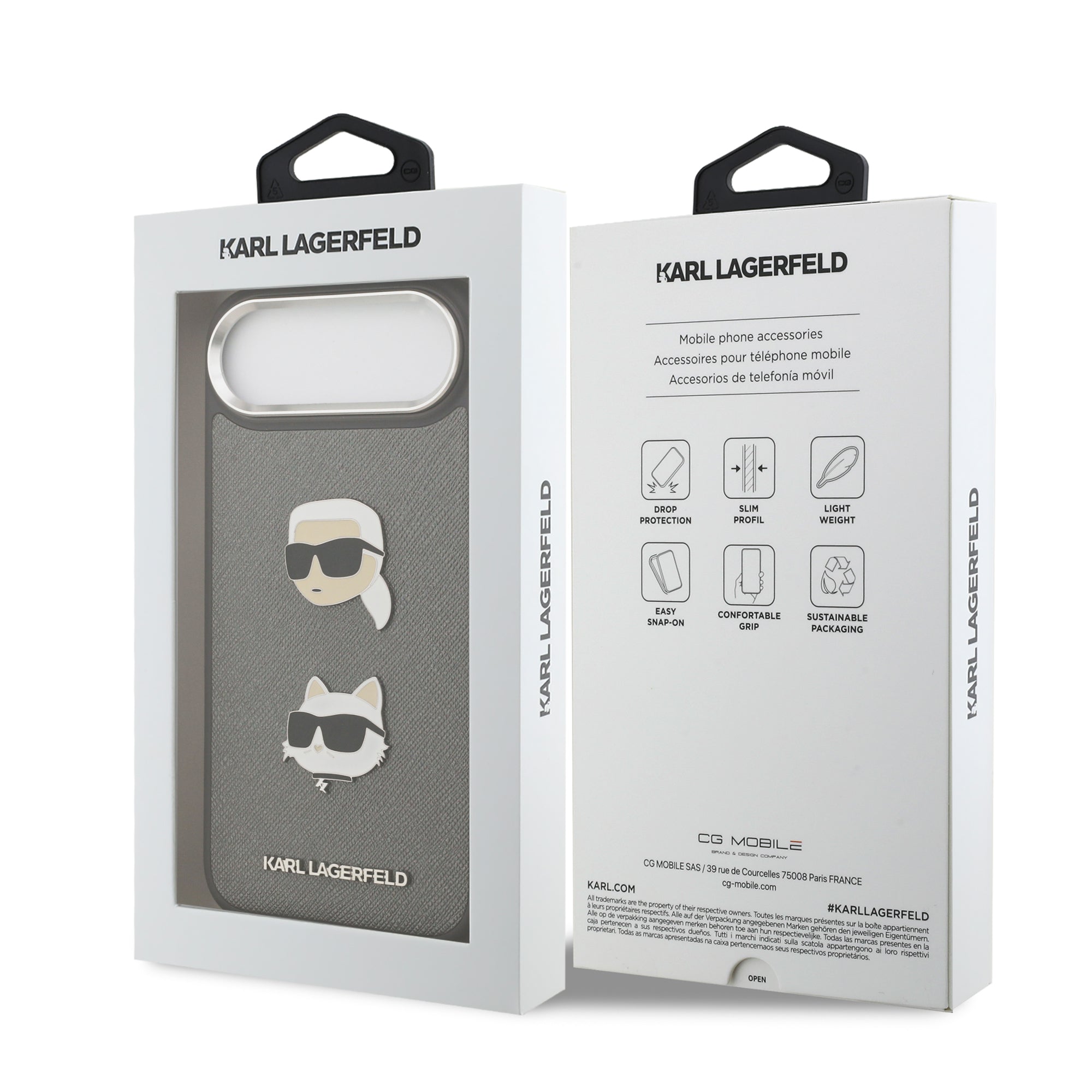 KARL KLHCP17MPSFDHPOG HardCase FW GRAINED PU W/ K&C HEADS PINS & Logo Grey iPhone 17 Air