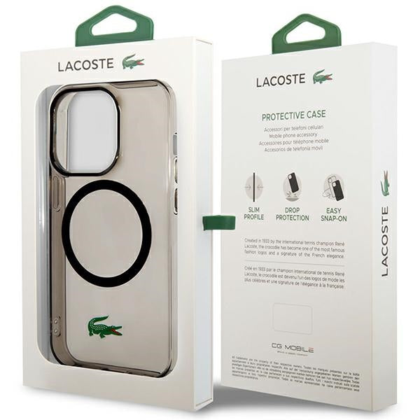 Lacoste LCHMP15LULOK iPhone 15 Pro black hardcase Transparent MagSafe