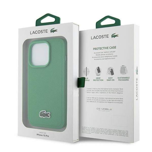 Lacoste LCHMP15LPVCN iPhone 15 Pro green hardcase Iconic Petit Pique MagSafe