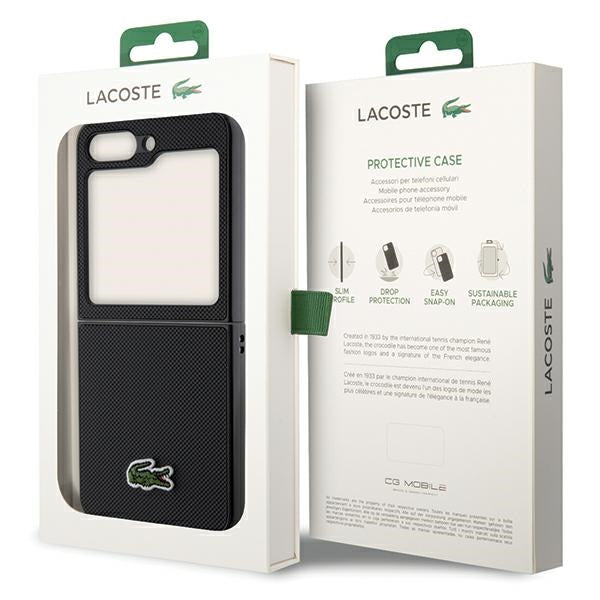 Lacoste LCHCZF5PVCK Galaxy Z Flip5 F731 black hardcase Iconic Petit Pique