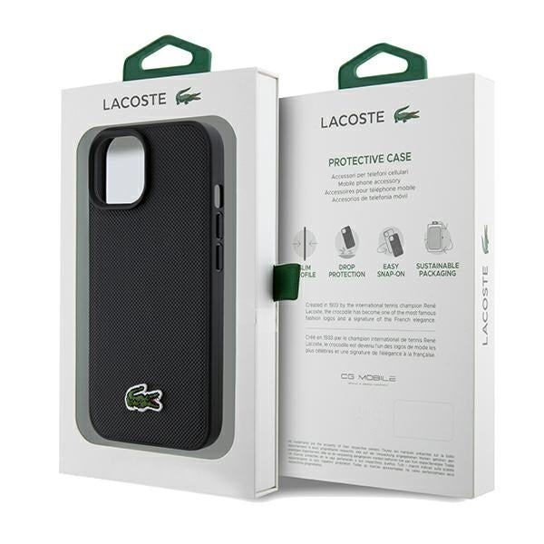 Lacoste LCHMP15SPVCK iPhone 15 / iPhone 14 / iPhone 13 black hardcase Iconic Petit Pique MagSafe