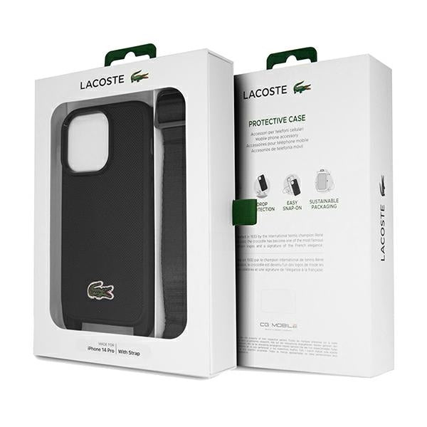 Lacoste LCHCP15LSPVCK iPhone 15 Pro black hardcase Iconic Petit Pique Crossbody