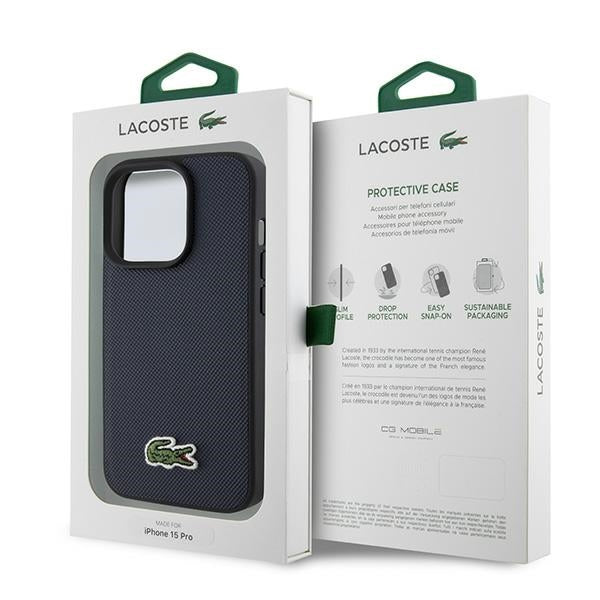 Lacoste LCHMP15LPVCV iPhone 15 Pro Navy Hardcase Iconic Petit Pique MagSafe