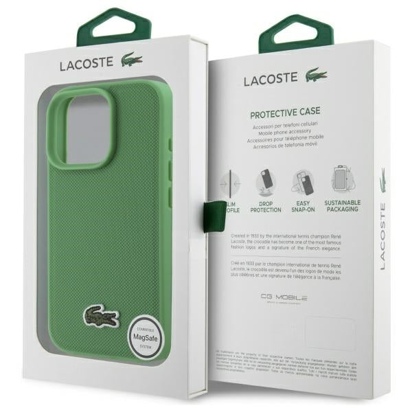 Lacoste LCHMP16LPVCN iPhone 16 Pro green hardcase Iconic Petit Pique MagSafe