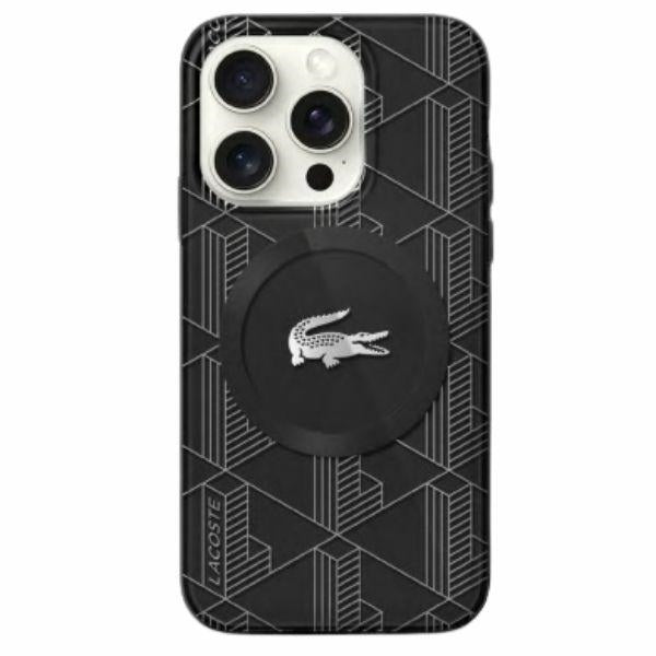 Lacoste LCHMP16LUBSK iPhone 16 Pro black hardcase IML Blend Monogram MagSafe