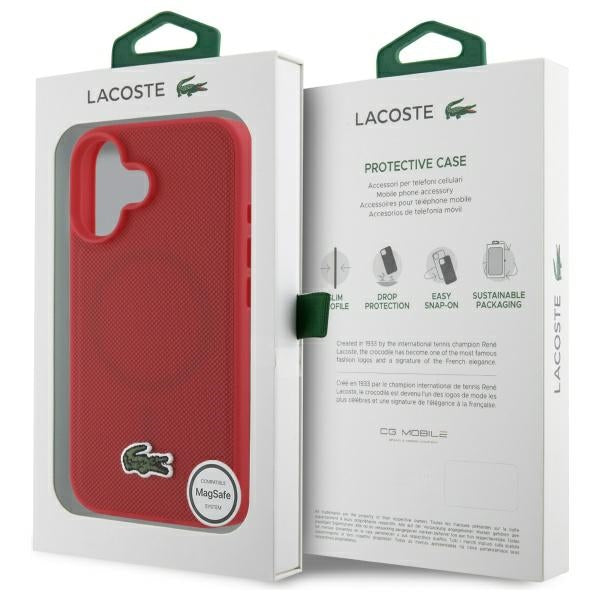 Lacoste LCHMP16SPVCR iPhone 16 red hardcase Iconic Petit Pique Woven Logo