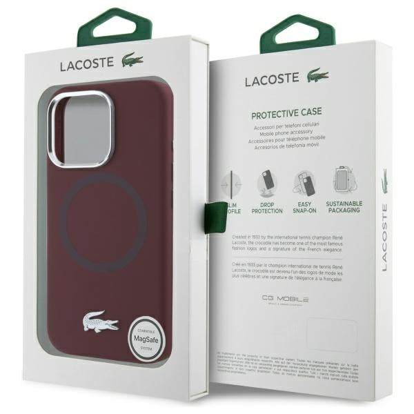 Lacoste LCHMP16LSMAR iPhone 16 Pro bordeaux hardcase Silicone Croco Logo MagSafe