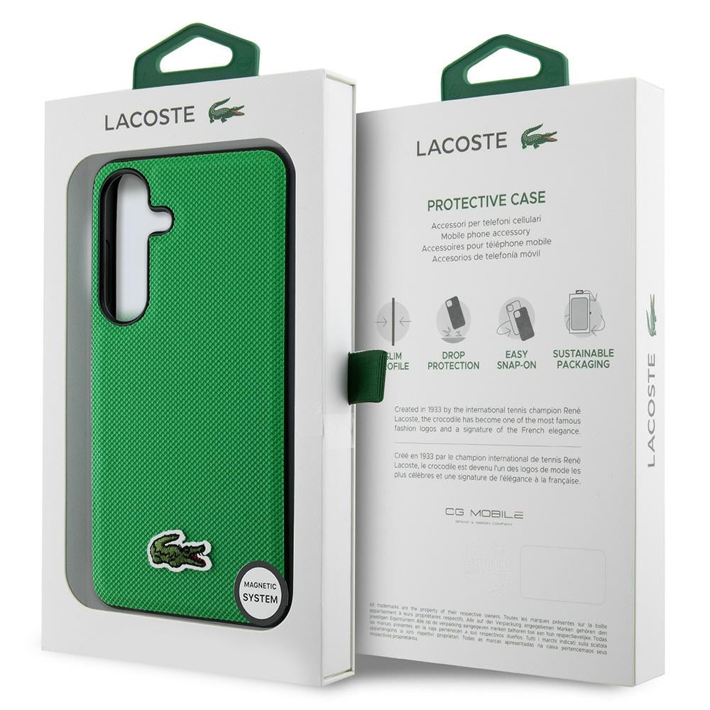 Lacoste Iconic Petit Pique Woven Logo MagSafe for Samsung Galaxy S25 green