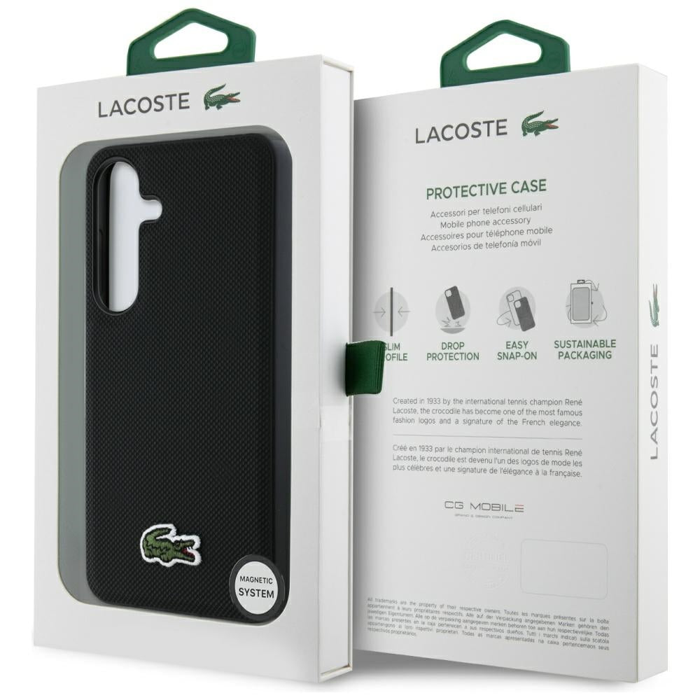 Lacoste Iconic Petit Pique Woven Logo MagSafe for Samsung Galaxy S25 black