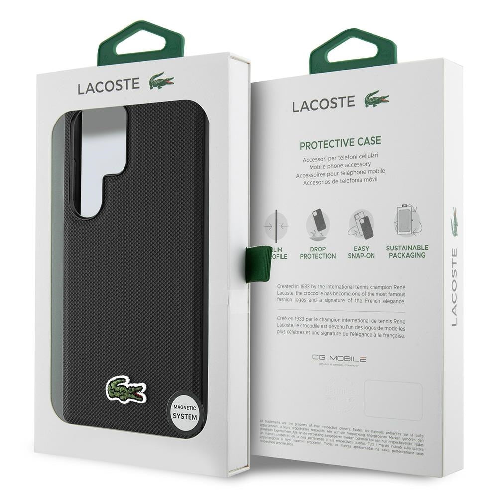 Lacoste Iconic Petit Pique Woven Logo MagSafe for Samsung Galaxy S25 Ultra black