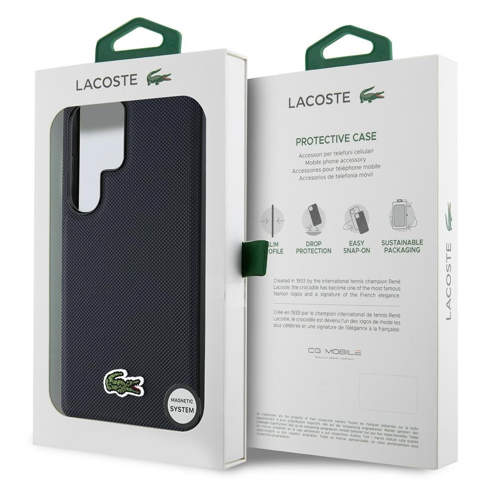 Lacoste Iconic Petit Pique Woven Logo MagSafe for Samsung Galaxy S25 Ultra Navy