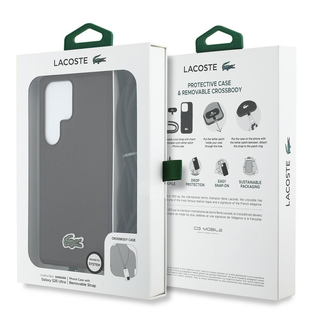 Lacoste Iconic Petit Pique Woven Logo CBDY Strap MagSafe for Samsung Galaxy S25 Ultra black