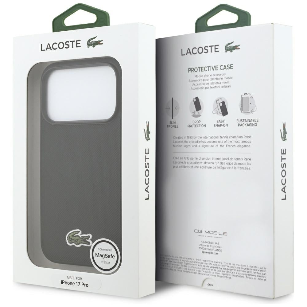 Lacoste LCHMP17LPVCK iPhone 17 Pro black hardcase Iconic Petit Pique MagSafe