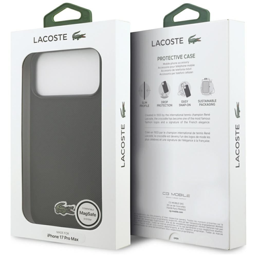 Lacoste LCHMP17XPVCK iPhone 17 Pro Max black hardcase Iconic Petit Pique MagSafe