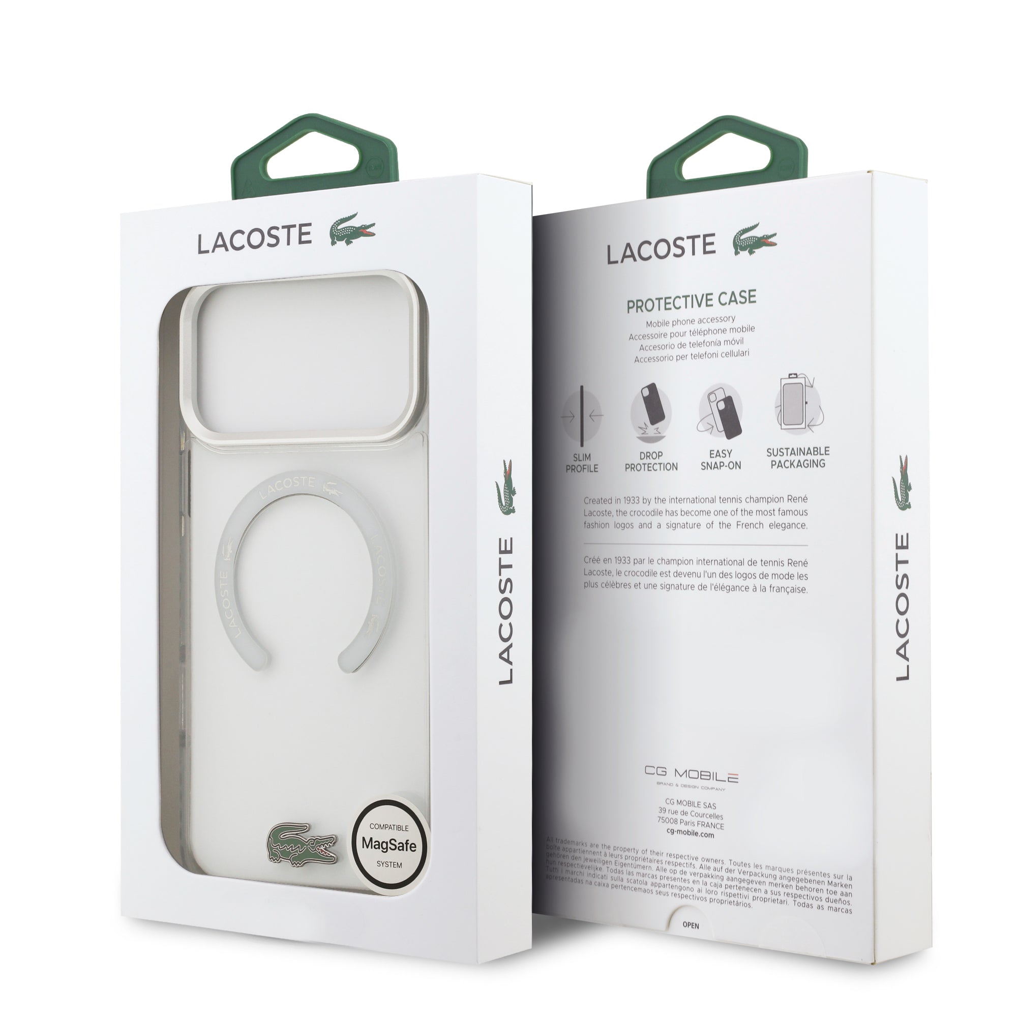 LACOSTE HardCase MagSafe SHOCKProOF Transparent FROSTED CLEAR / WHITE iPhone 17 Pro Max