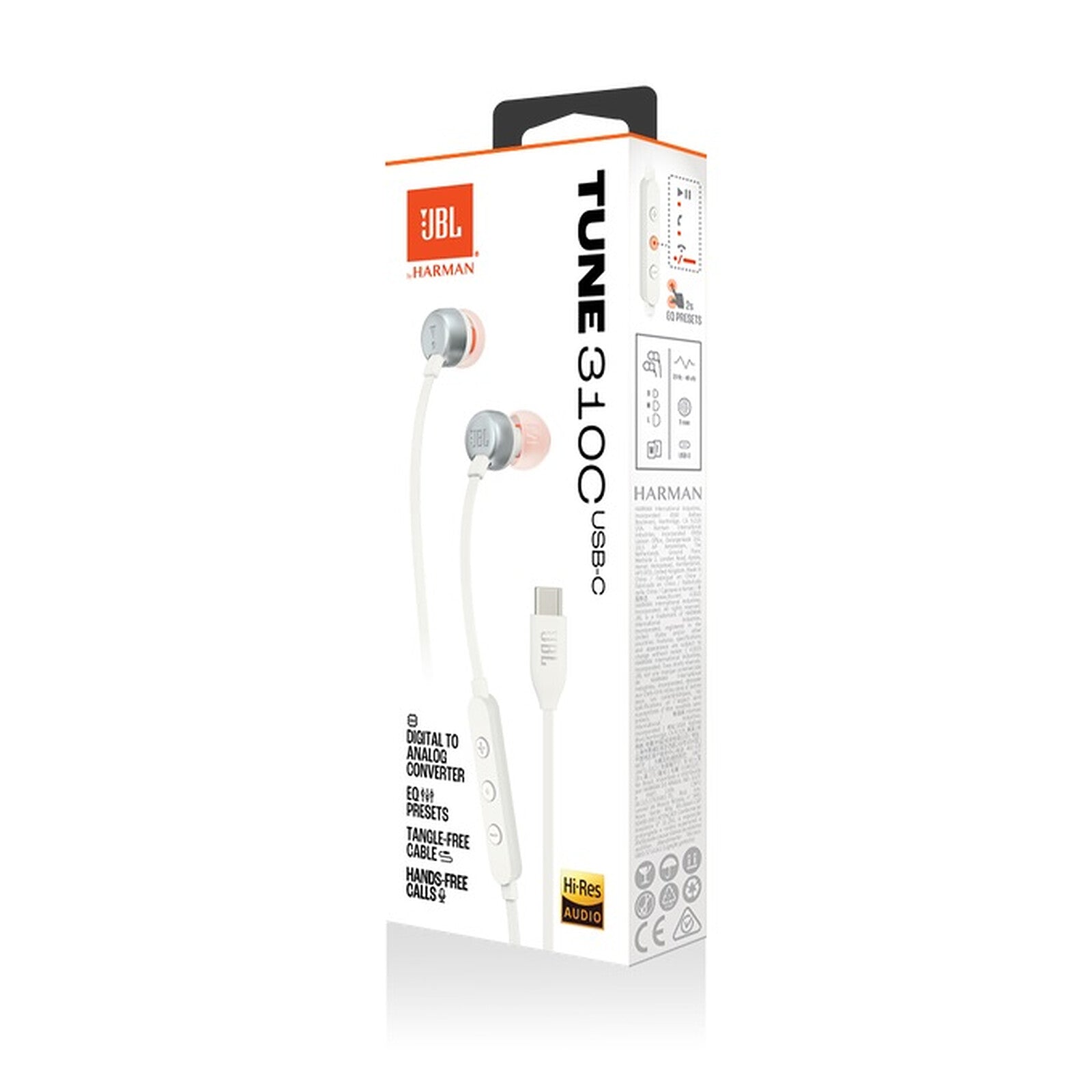 JBL TUNE 310C USB-C in-ear headphones White