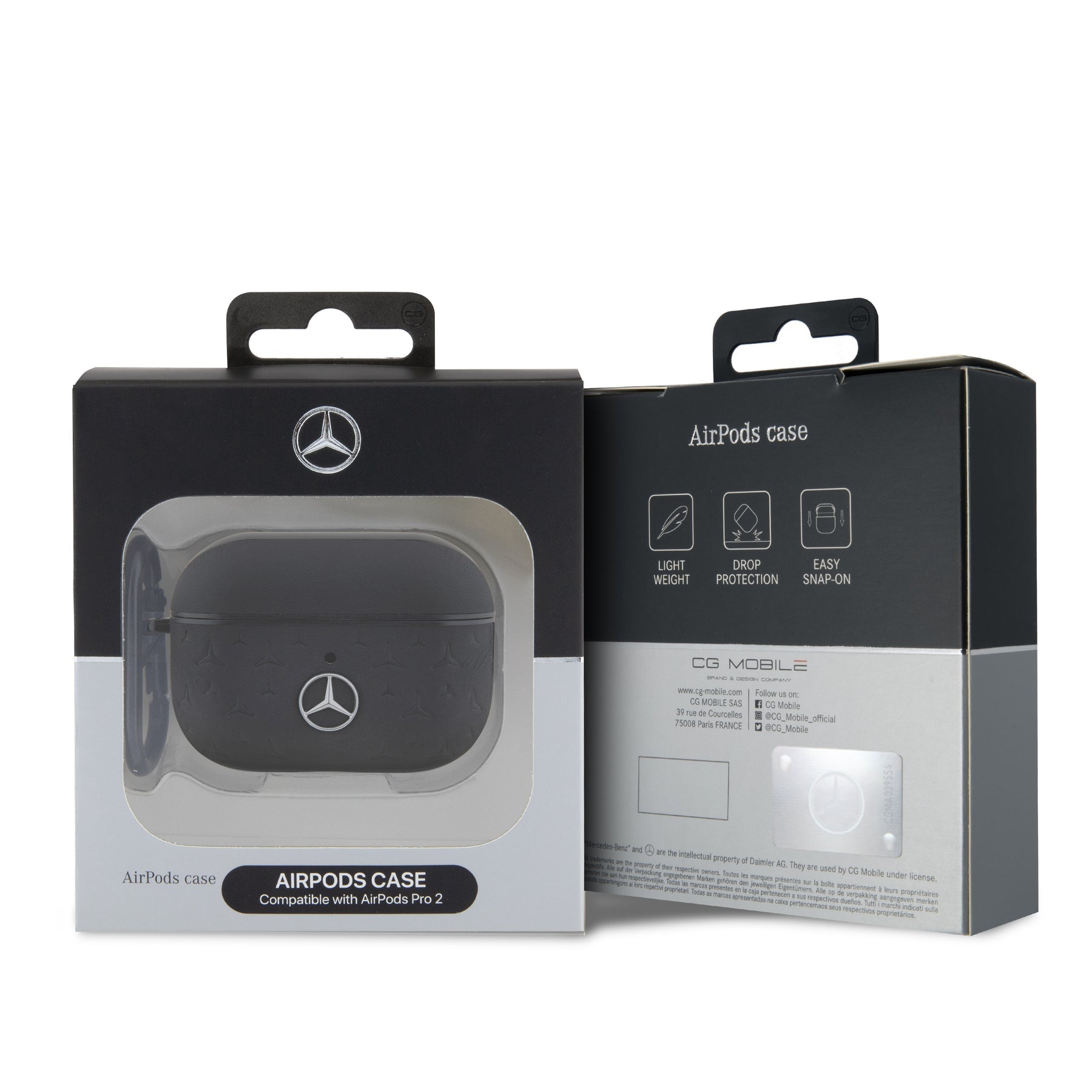 Mercedes MEAP28REMPK AirPods Pro 2 Leather Black Hard case with Star Pattern design