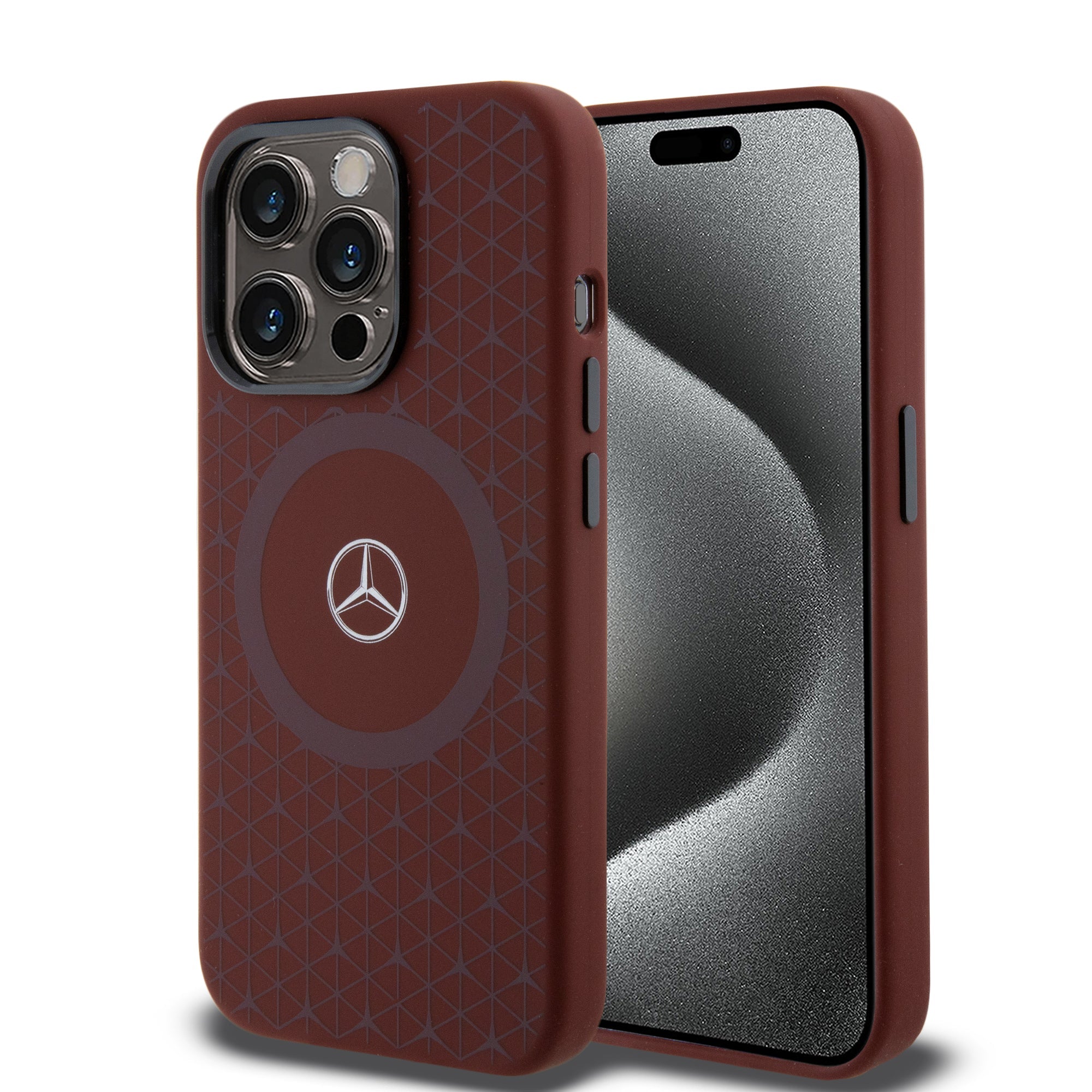 Mercedes MEHMP15L23SGPR HC LIQUID SILICON MAGSAFE WITH MINI STAR PATTERN iPhone 15 PRO RED