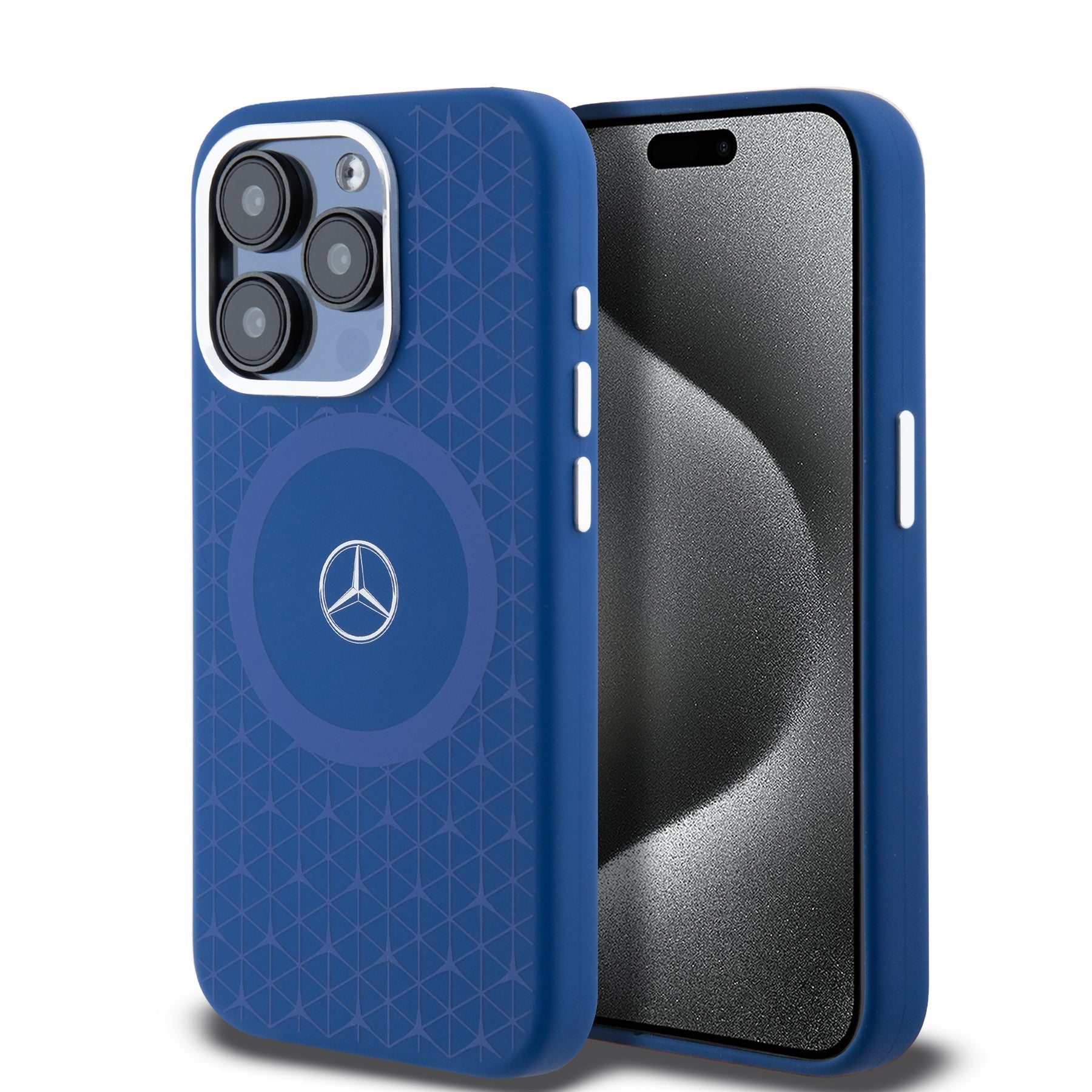 Mercedes MEHMP15L23SGPV for iPhone 15 Pro PC/TPU Star pattern and Circle, Blue MagSafe