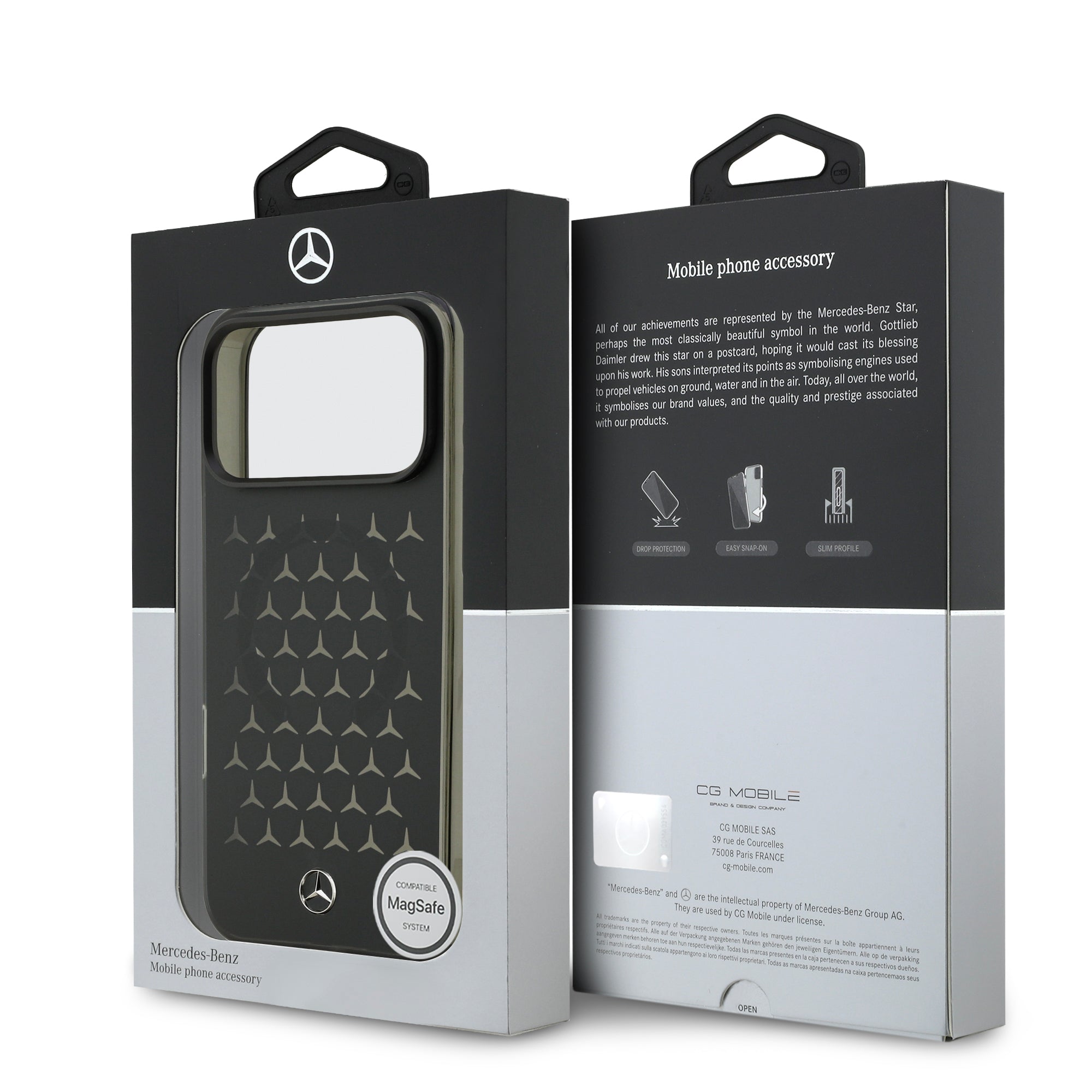 Mercedes MEHMP17X25HTPSTK HardCase MagSafe PC/TPU FROSTED W/ New Star Pattern Black iPhone 17 Pro Max