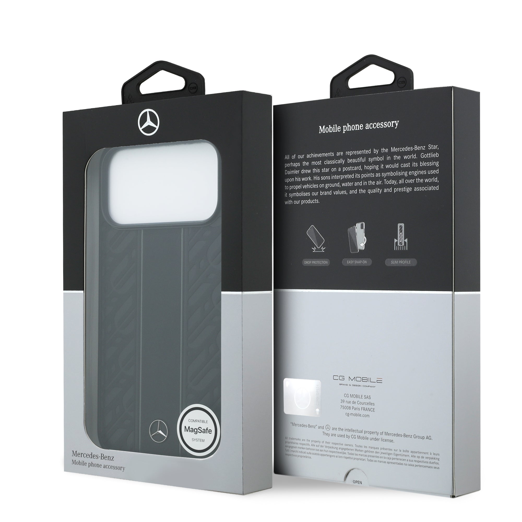 MB MEHMP17L25RLDLKH HardCase MagSafe LEATHER W/ LAUREL LEAVES AND StripeS Black IPHONE 17 Pro