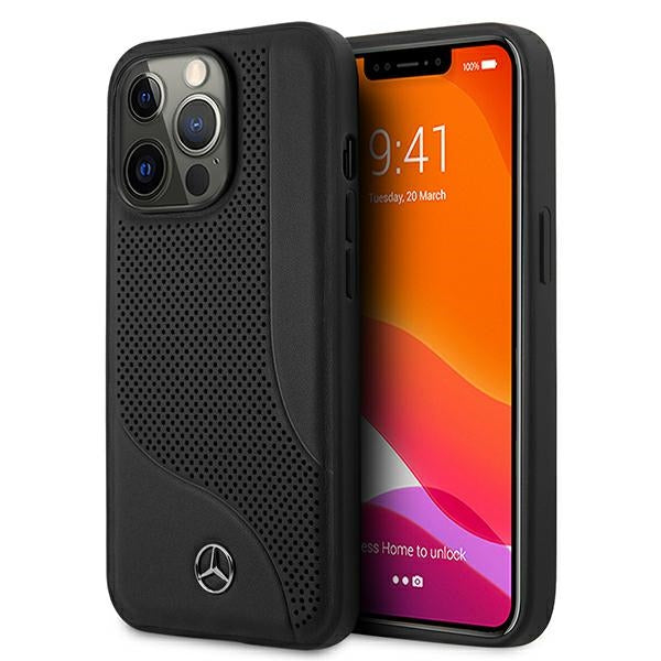 Mercedes MEHCP13LCDOBK iPhone 13 Pro black hardcase Leather Perforated Area