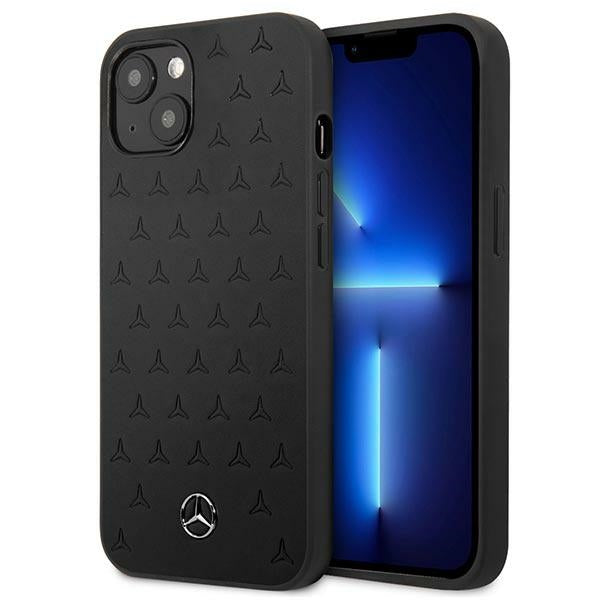 Case for Mercedes MEHCP13SPSQBK iPhone 13 mini black hardcase Leather Stars Pattern