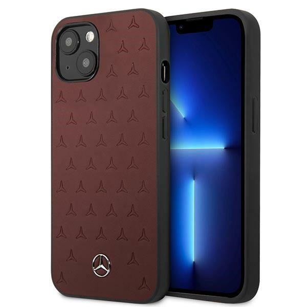 Mercedes MEHCP13SPSQRE iPhone 13 mini red hardcase Leather Stars Pattern